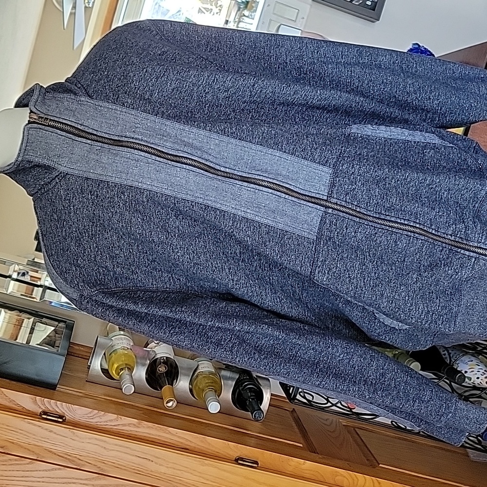 SEANJOHN. zip front denim embellished sweatshirt. 2xl